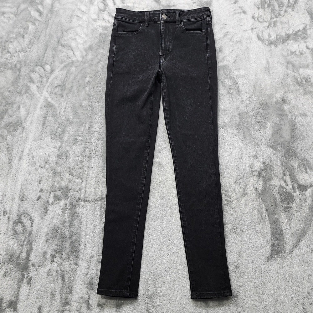 American Eagle Jeans Womens 6 Black Super High Rise Jegging Stretch Denim Preppy
